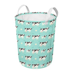 Cute Cow And Baby Cow Pattern Print Round Laundry Basket
