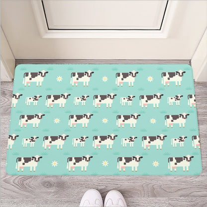 Cute Cow And Baby Cow Pattern Print Rubber Doormat