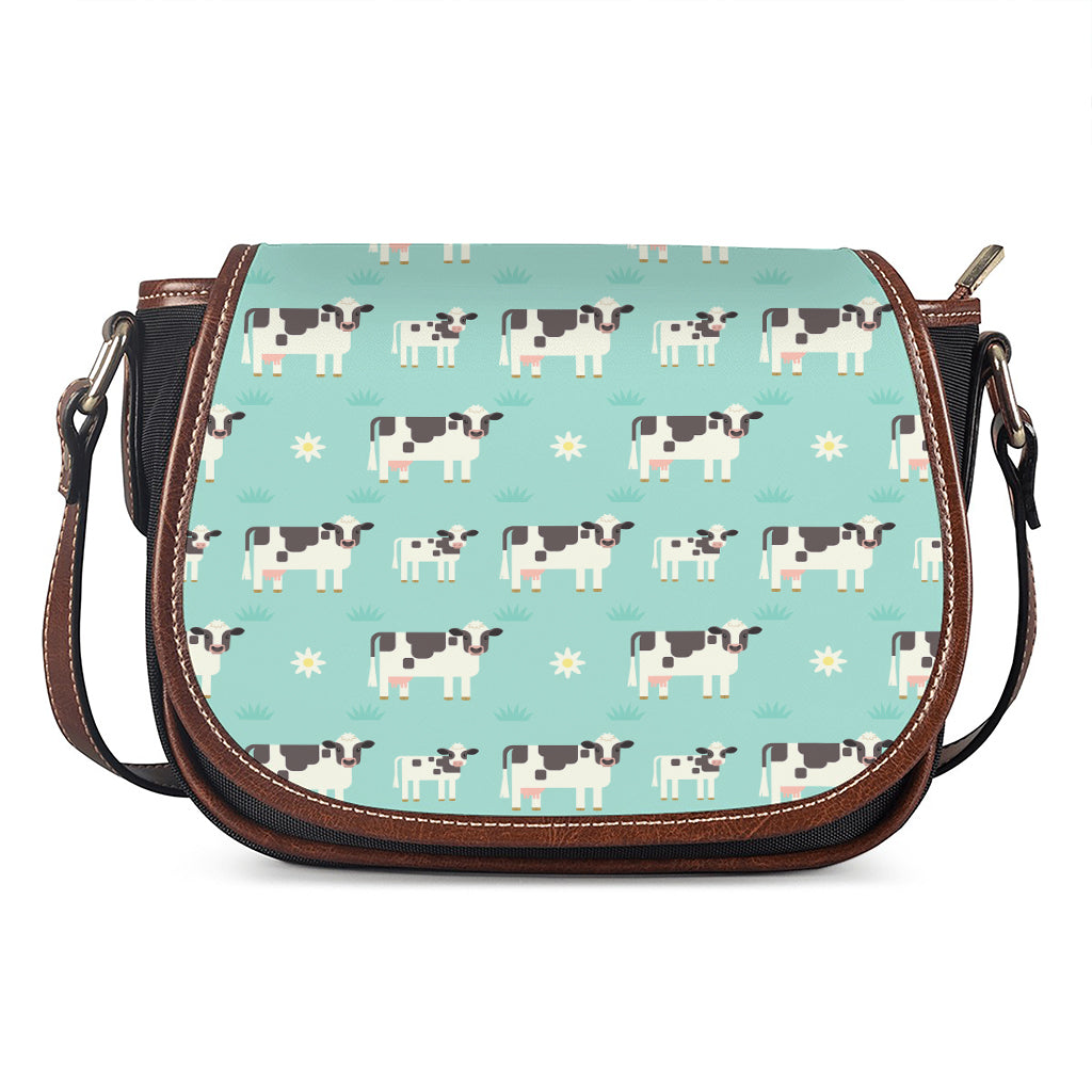 Cute Cow And Baby Cow Pattern Print Saddle Bag