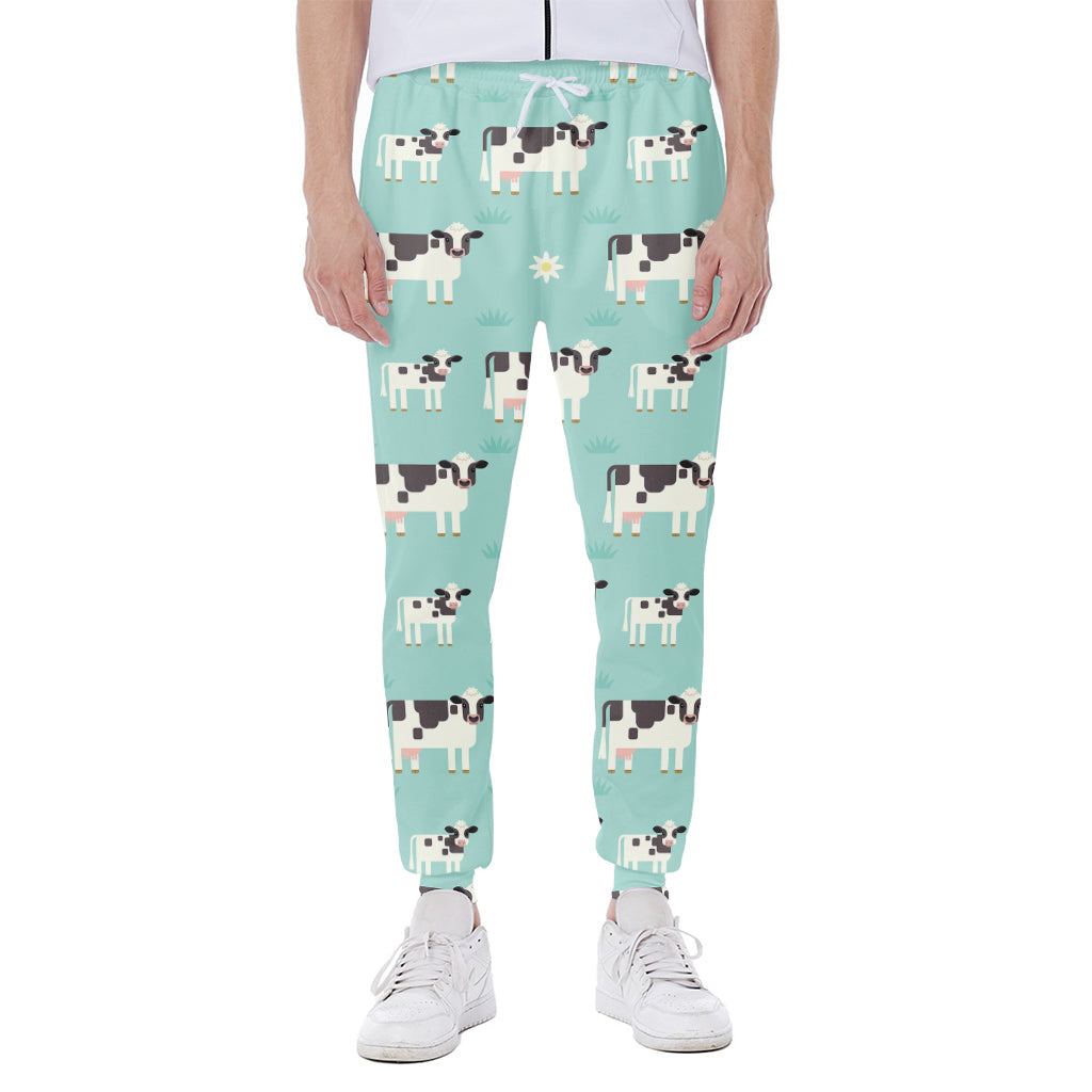 Cute Cow And Baby Cow Pattern Print Scuba Joggers