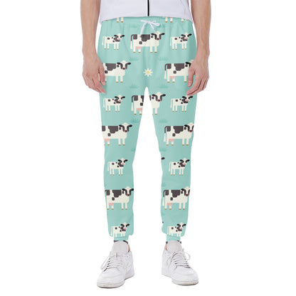 Cute Cow And Baby Cow Pattern Print Scuba Joggers