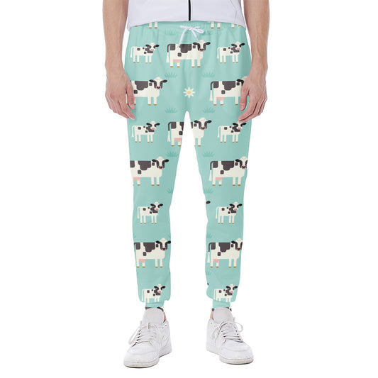 Cute Cow And Baby Cow Pattern Print Scuba Joggers