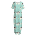 Cute Cow And Baby Cow Pattern Print Short Sleeve Long Nightdress