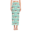Cute Cow And Baby Cow Pattern Print Side Slit Maxi Skirt