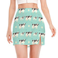 Cute Cow And Baby Cow Pattern Print Side Slit Mini Skirt