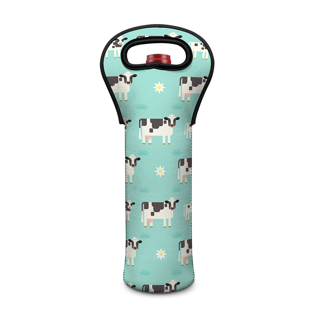 Cute Cow And Baby Cow Pattern Print Single Neoprene Wine Tote