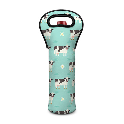 Cute Cow And Baby Cow Pattern Print Single Neoprene Wine Tote
