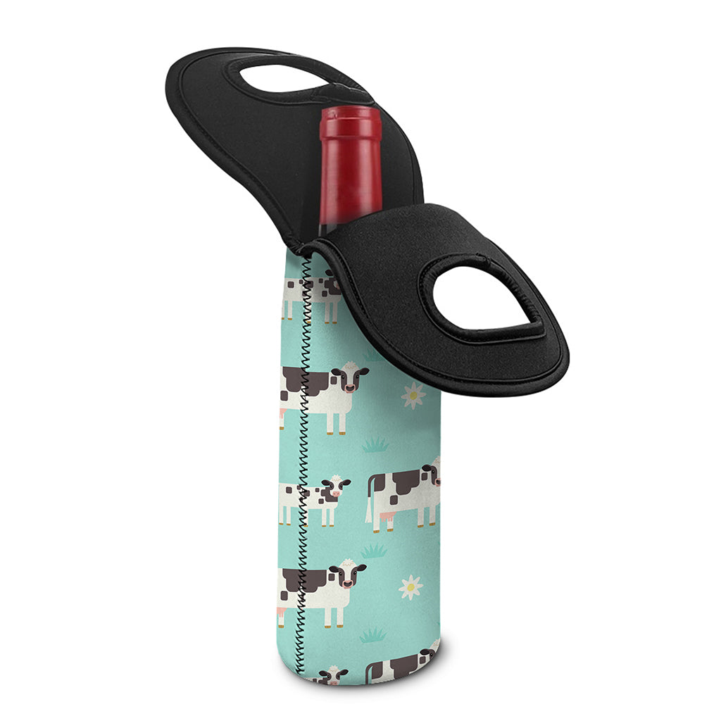 Cute Cow And Baby Cow Pattern Print Single Neoprene Wine Tote