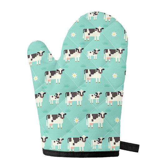 Cute Cow And Baby Cow Pattern Print Single Oven Mitt