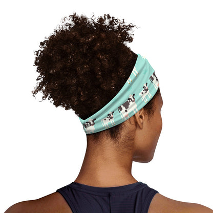 Cute Cow And Baby Cow Pattern Print Sports Headband