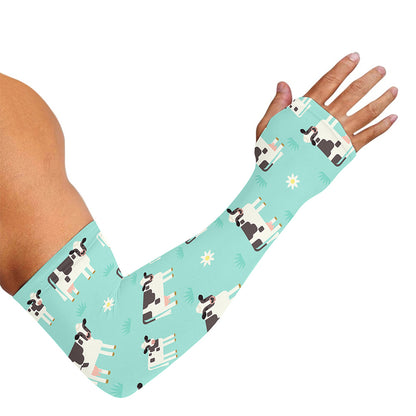 Cute Cow And Baby Cow Pattern Print Sun Protection Arm Sleeves