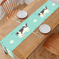Cute Cow And Baby Cow Pattern Print Table Runner