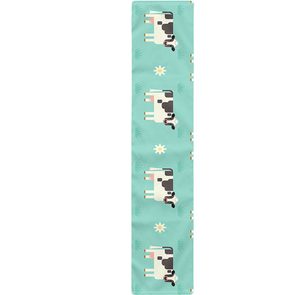 Cute Cow And Baby Cow Pattern Print Table Runner