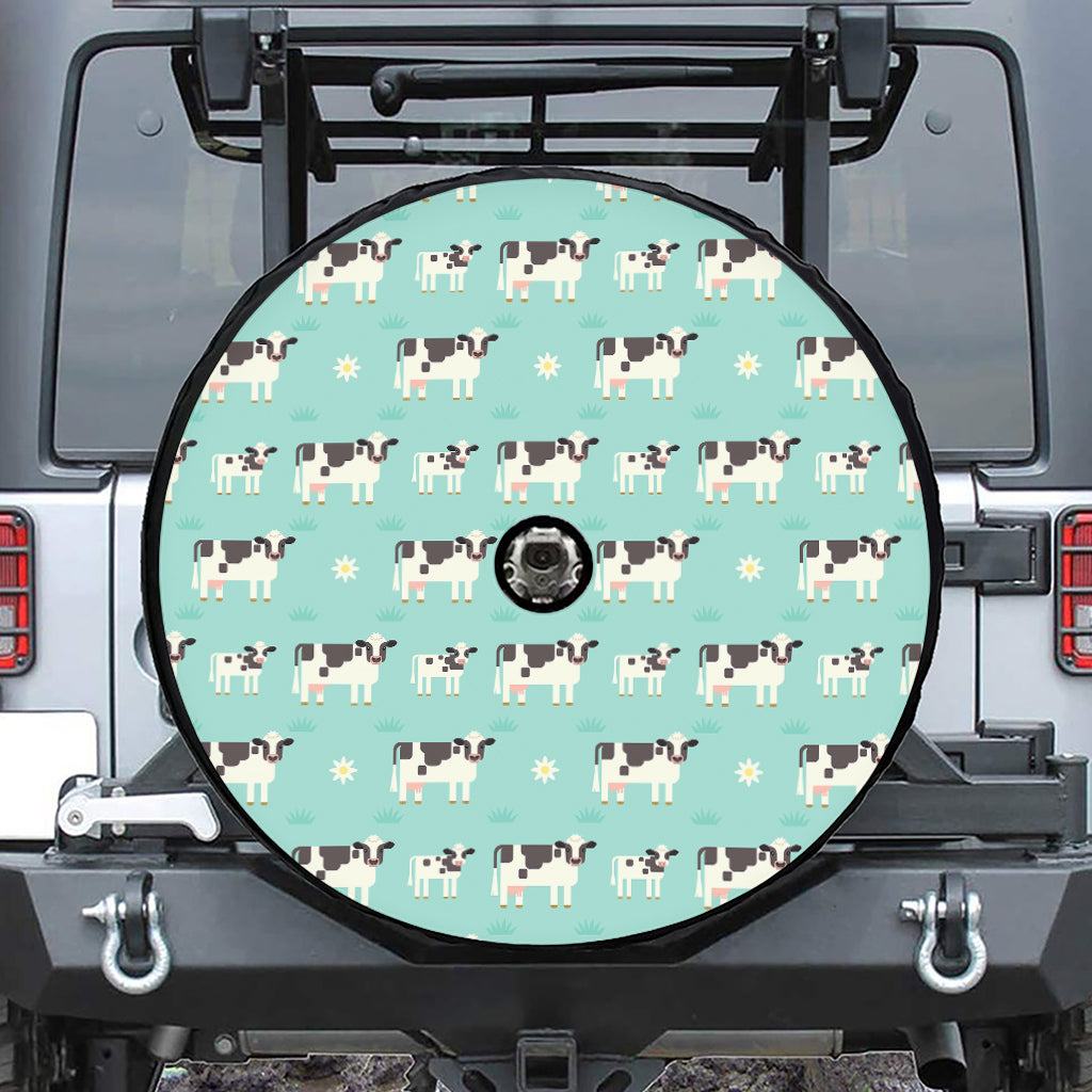 Cute Cow And Baby Cow Pattern Print Tire Cover With Camera Hole