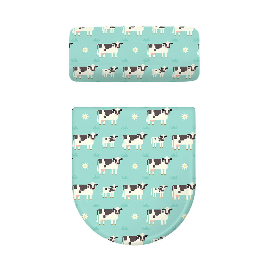 Cute Cow And Baby Cow Pattern Print Toilet Lid And Tank Cover Set