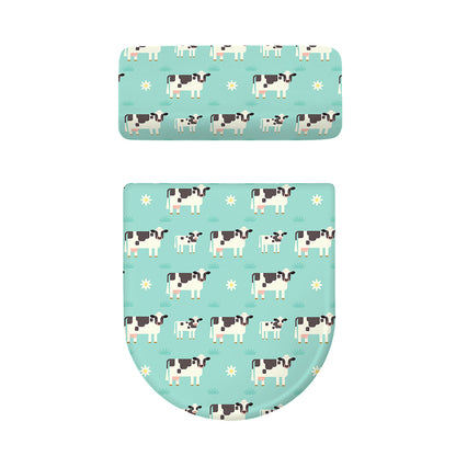 Cute Cow And Baby Cow Pattern Print Toilet Lid And Tank Cover Set