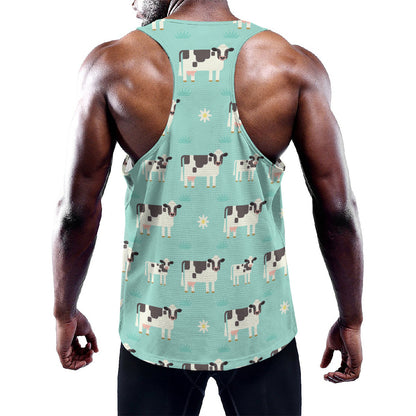 Cute Cow And Baby Cow Pattern Print Training Tank Top