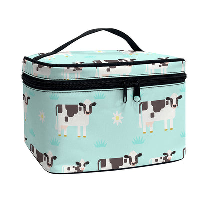 Cute Cow And Baby Cow Pattern Print Travel Makeup Bag