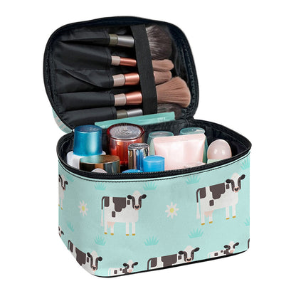 Cute Cow And Baby Cow Pattern Print Travel Makeup Bag