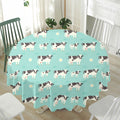 Cute Cow And Baby Cow Pattern Print Waterproof Round Tablecloth