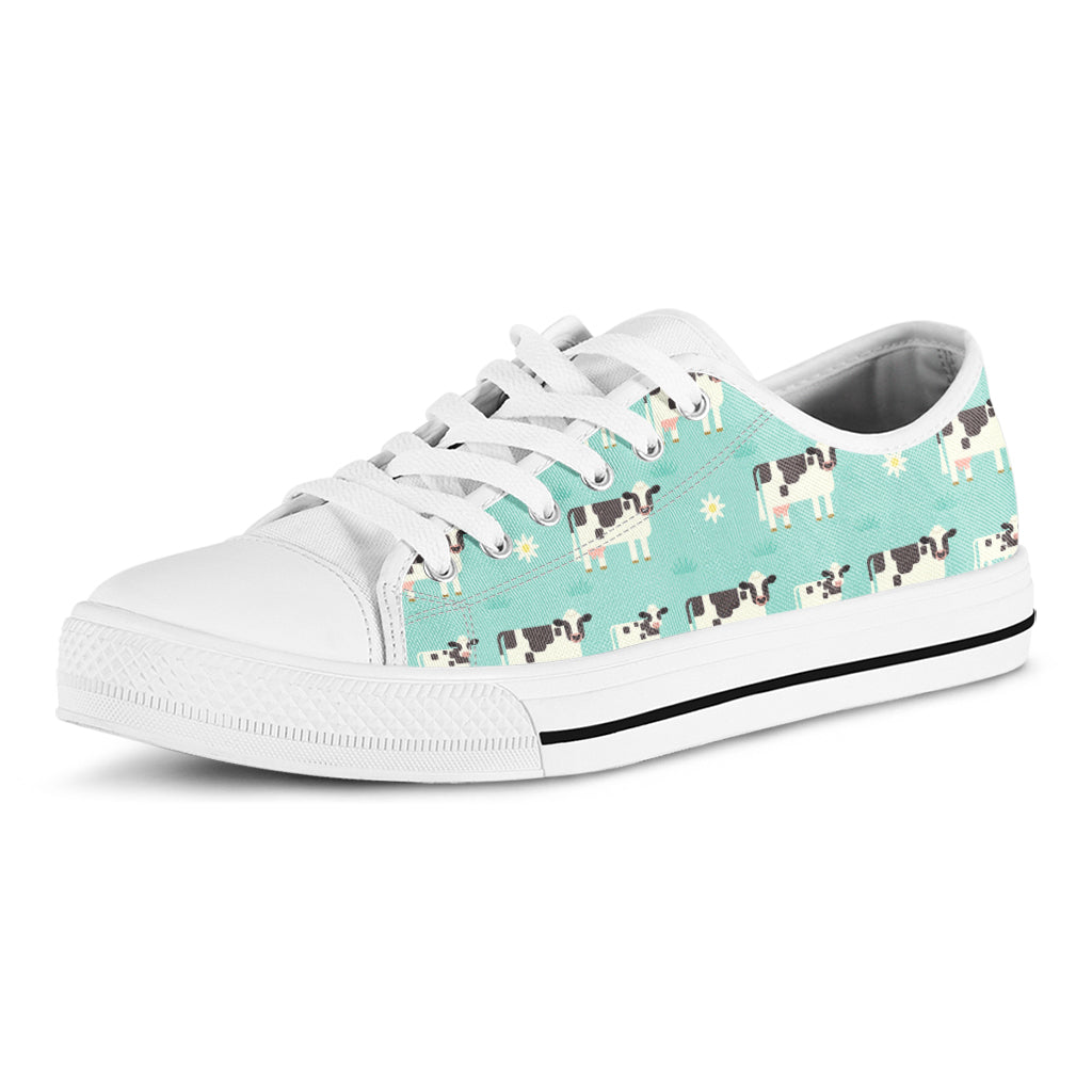 Cute Cow And Baby Cow Pattern Print White Low Top Sneakers