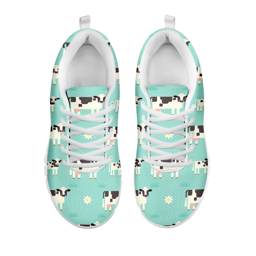 Cute Cow And Baby Cow Pattern Print White Running Shoes