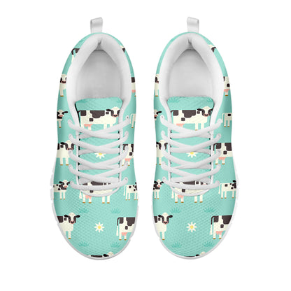 Cute Cow And Baby Cow Pattern Print White Running Shoes