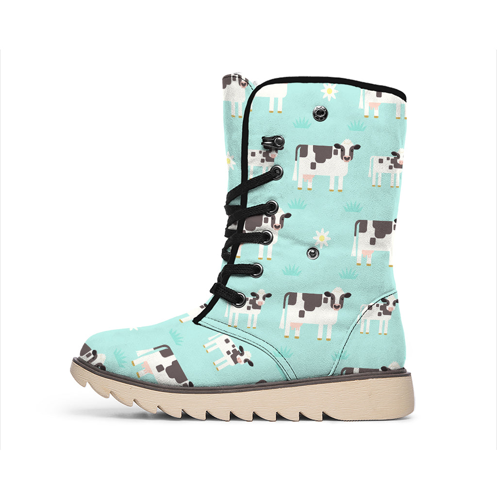 Cute Cow And Baby Cow Pattern Print Winter Boots