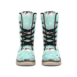 Cute Cow And Baby Cow Pattern Print Winter Boots