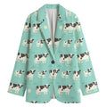 Cute Cow And Baby Cow Pattern Print Women's Cotton Blazer