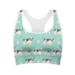 Cute Cow And Baby Cow Pattern Print Women's Sports Bra