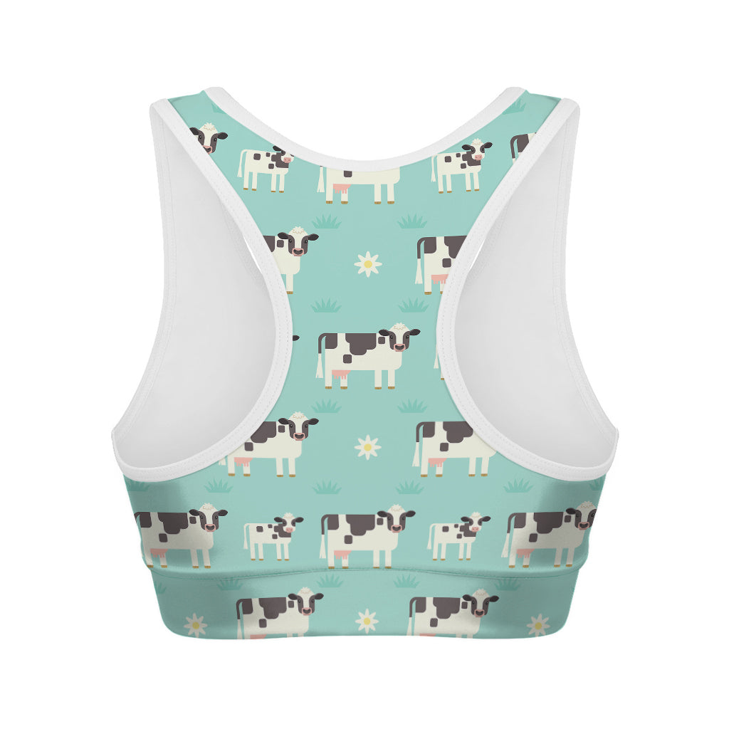 Cute Cow And Baby Cow Pattern Print Women's Sports Bra