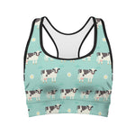 Cute Cow And Baby Cow Pattern Print Women's Sports Bra