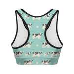 Cute Cow And Baby Cow Pattern Print Women's Sports Bra