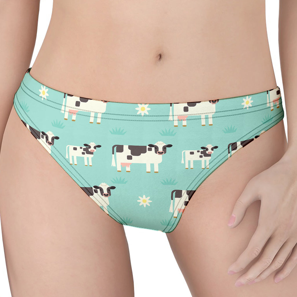 Cute Cow And Baby Cow Pattern Print Women's Thong