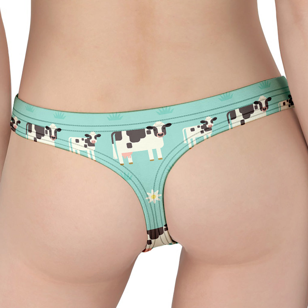 Cute Cow And Baby Cow Pattern Print Women's Thong