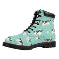 Cute Cow And Baby Cow Pattern Print Padded Collar Lace Up Boots