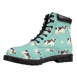 Cute Cow And Baby Cow Pattern Print Work Boots