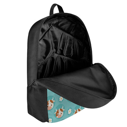 Cute Cow And Daisy Flower Pattern Print 17 Inch Backpack