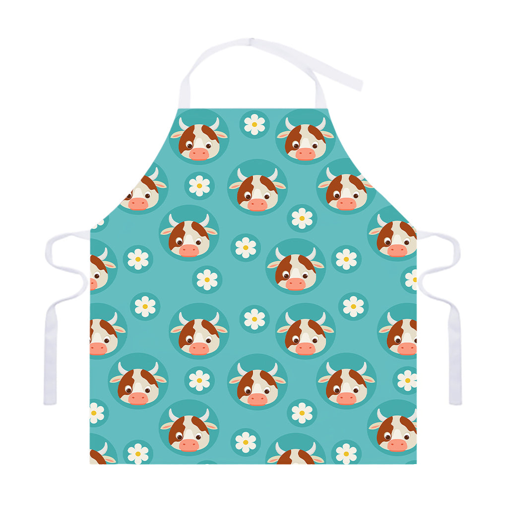 Cute Cow And Daisy Flower Pattern Print Adjustable Apron