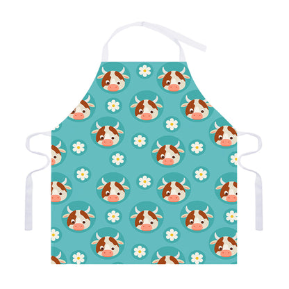 Cute Cow And Daisy Flower Pattern Print Adjustable Apron
