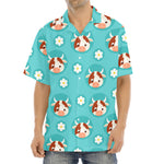 Cute Cow And Daisy Flower Pattern Print Aloha Shirt