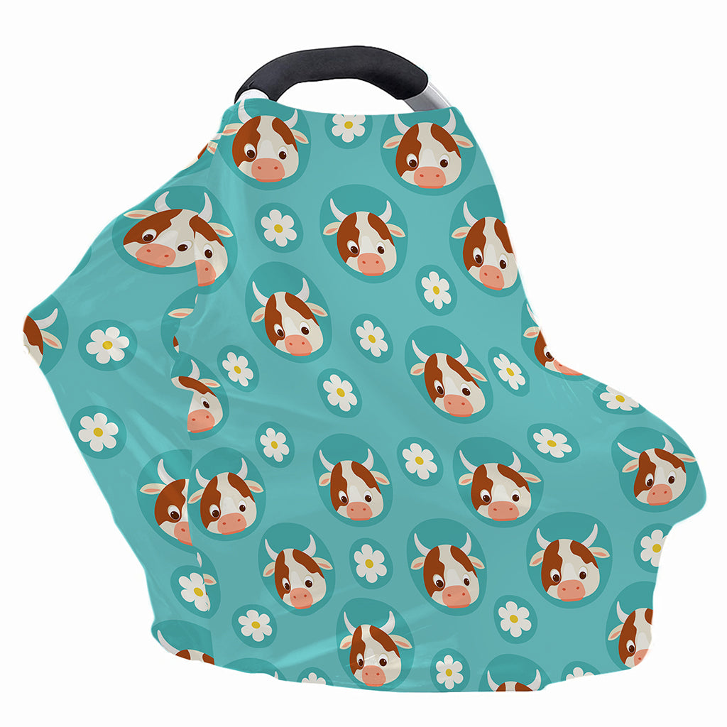 Cute Cow And Daisy Flower Pattern Print Baby Seat Cover