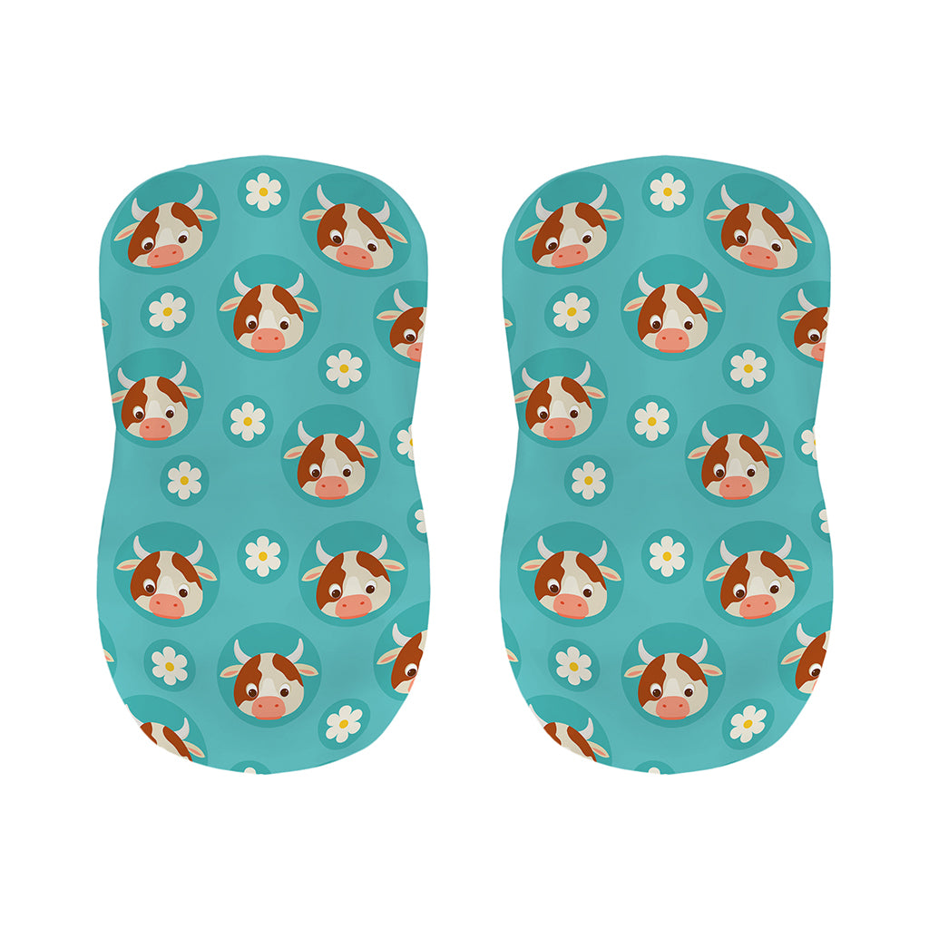 Cute Cow And Daisy Flower Pattern Print Bar Stool Covers