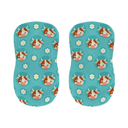 Cute Cow And Daisy Flower Pattern Print Bar Stool Covers