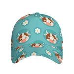 Cute Cow And Daisy Flower Pattern Print Baseball Cap