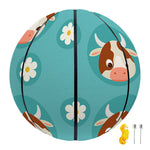 Cute Cow And Daisy Flower Pattern Print Basketball