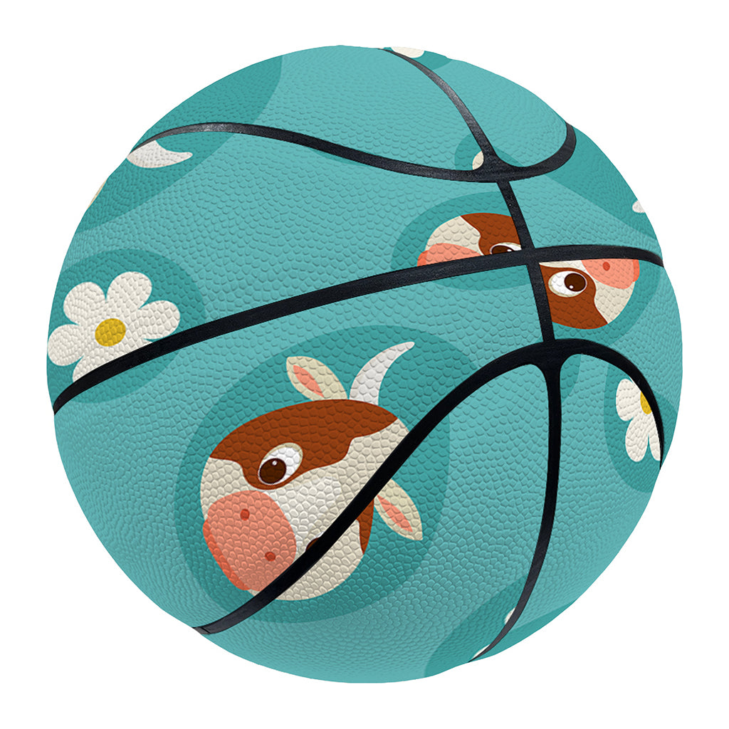 Cute Cow And Daisy Flower Pattern Print Basketball