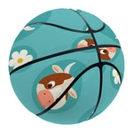 Cute Cow And Daisy Flower Pattern Print Basketball