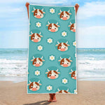 Cute Cow And Daisy Flower Pattern Print Beach Towel